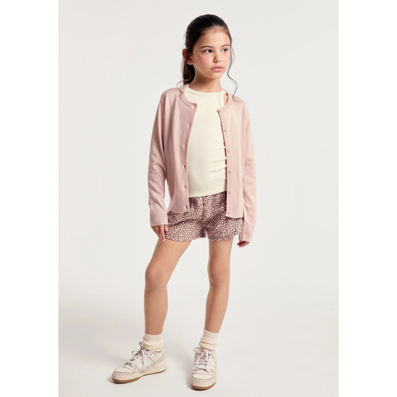 CARDIGAN FEM ROSA/GRAFITO