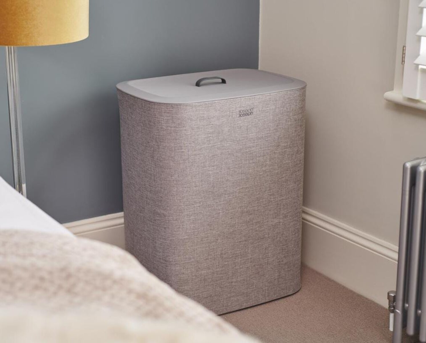 Cesta de lavandería con doble compartimento 90L Tota - Gris 