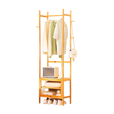 Perchero Bambu 50x32x170cm 3 Estantes Color Natural 318-21 NATURAL