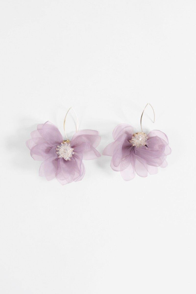 Aros flor tela lila