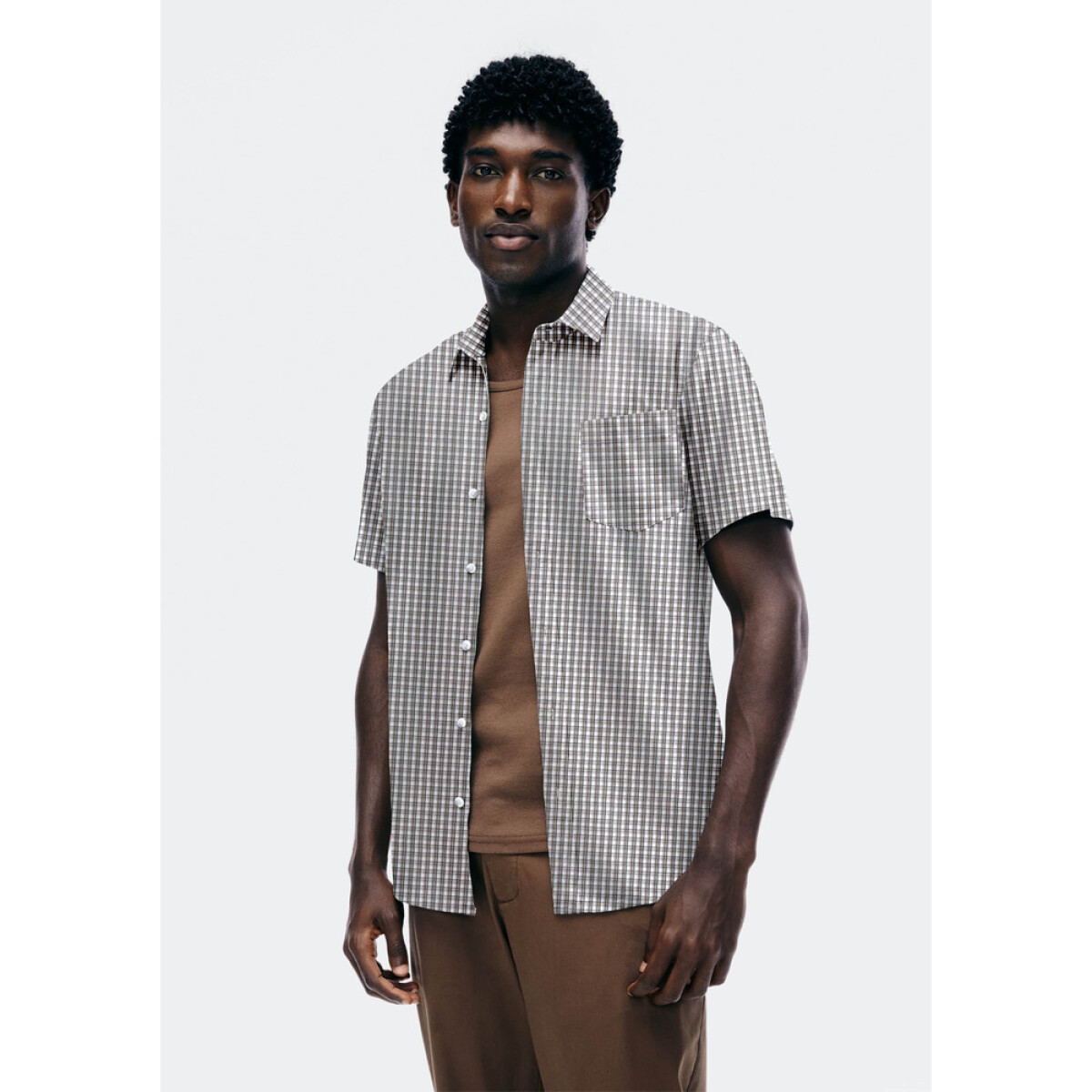 CAMISA MM MASC - GRIS CLARO/NEGRO/NARANJA 