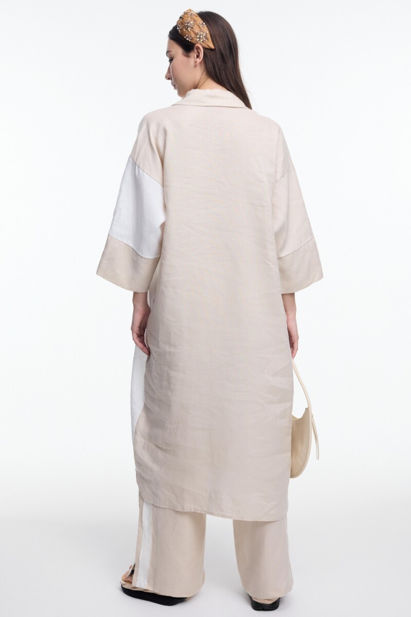 VESTIDO CONTRASTE Beige