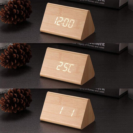 Reloj de madera rectangular con luz led blanca chico Sc