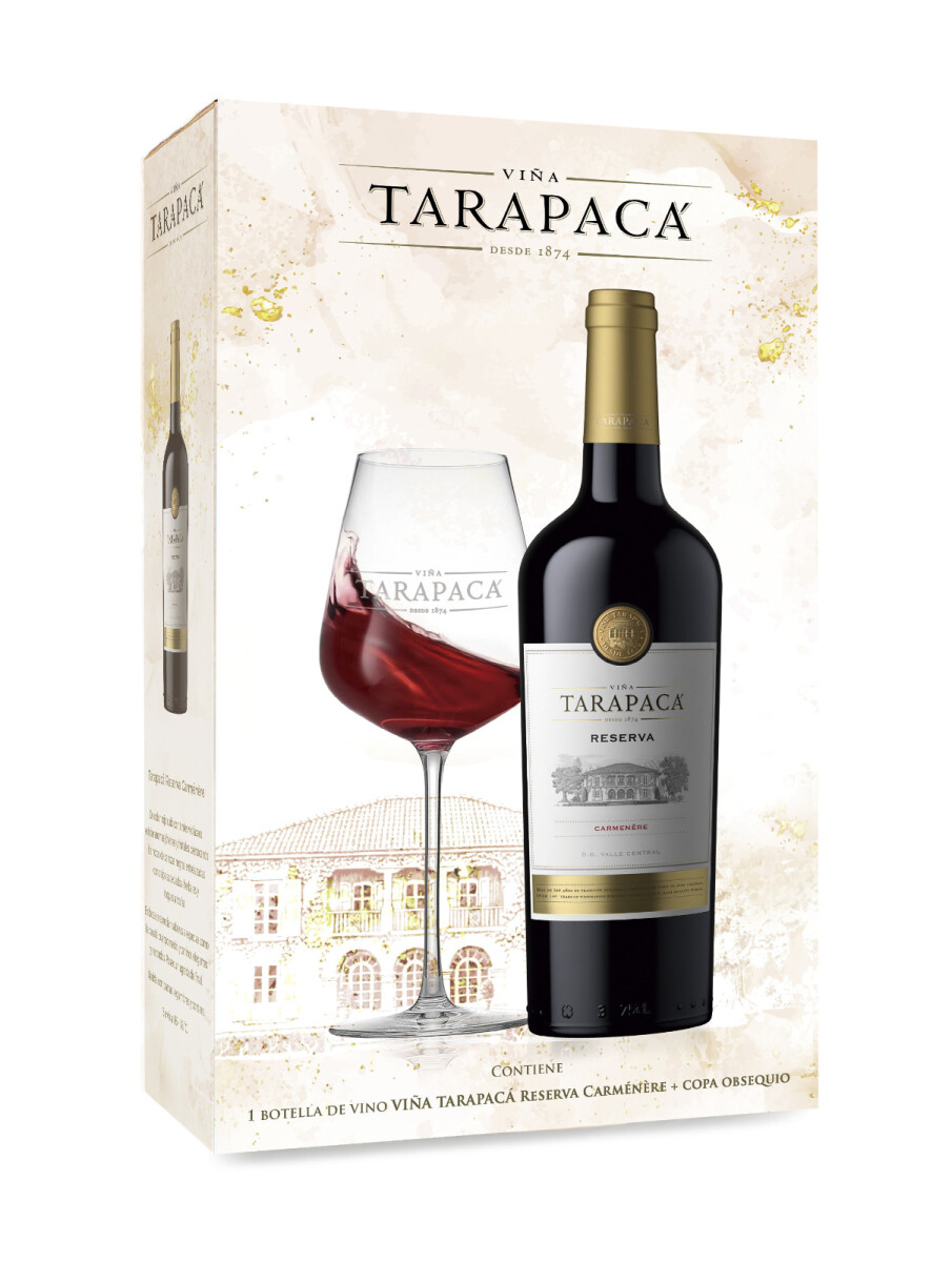 Pack Tarapacá Reserva Carmenere + Copa de cristal tallada 