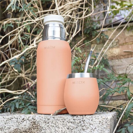 Kit Aqua de Termo 750Ml y Mate c/Tapa Acero Inox Doble Pared Rosa