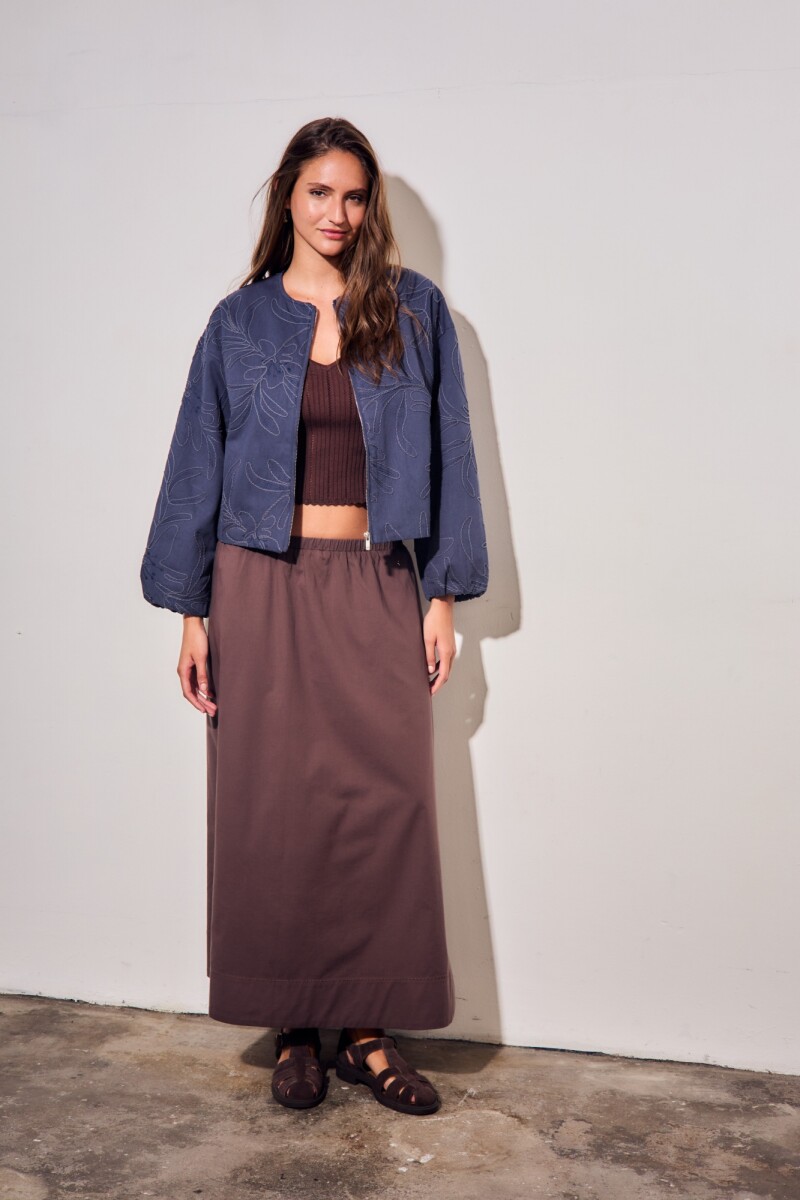 Campera Bomber Con Bordado Denim