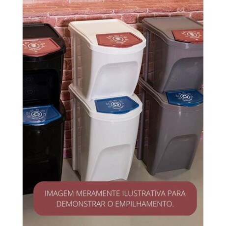 Basurero apilable Plasutil Eco 34L para desechos orgánicos/reciclables Reciclable Color Gris