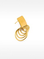 Pendiente Individual Cuadrado Aros - Acero Inoxidable dorado