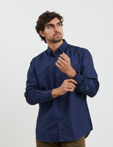 012548 CAMISA HARRINGTON LABEL Azul Oscuro/azul Piedra Melange