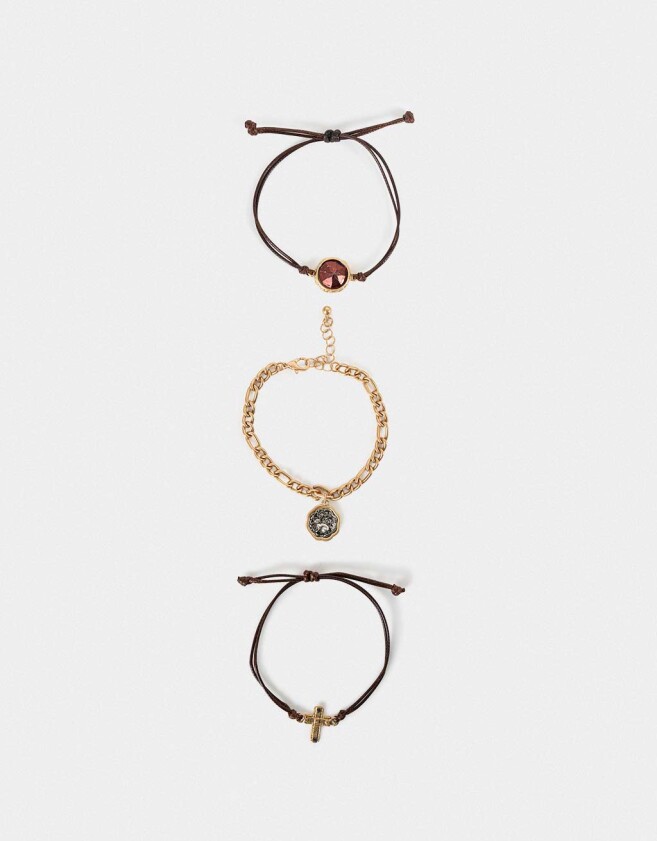 Pulseras Flexibles Sets Metal diferenciado Pulseras Flexibles Con Medallones - Dorado