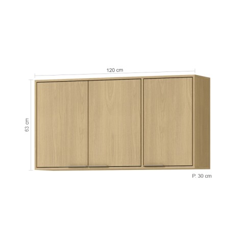Mueble Aéreo de Cocina Modular Gloria 120 cm 3 Puertas 1 Estante Castaño Mueble Aéreo de Cocina Modular Gloria 120 cm 3 Puertas 1 Estante Castaño