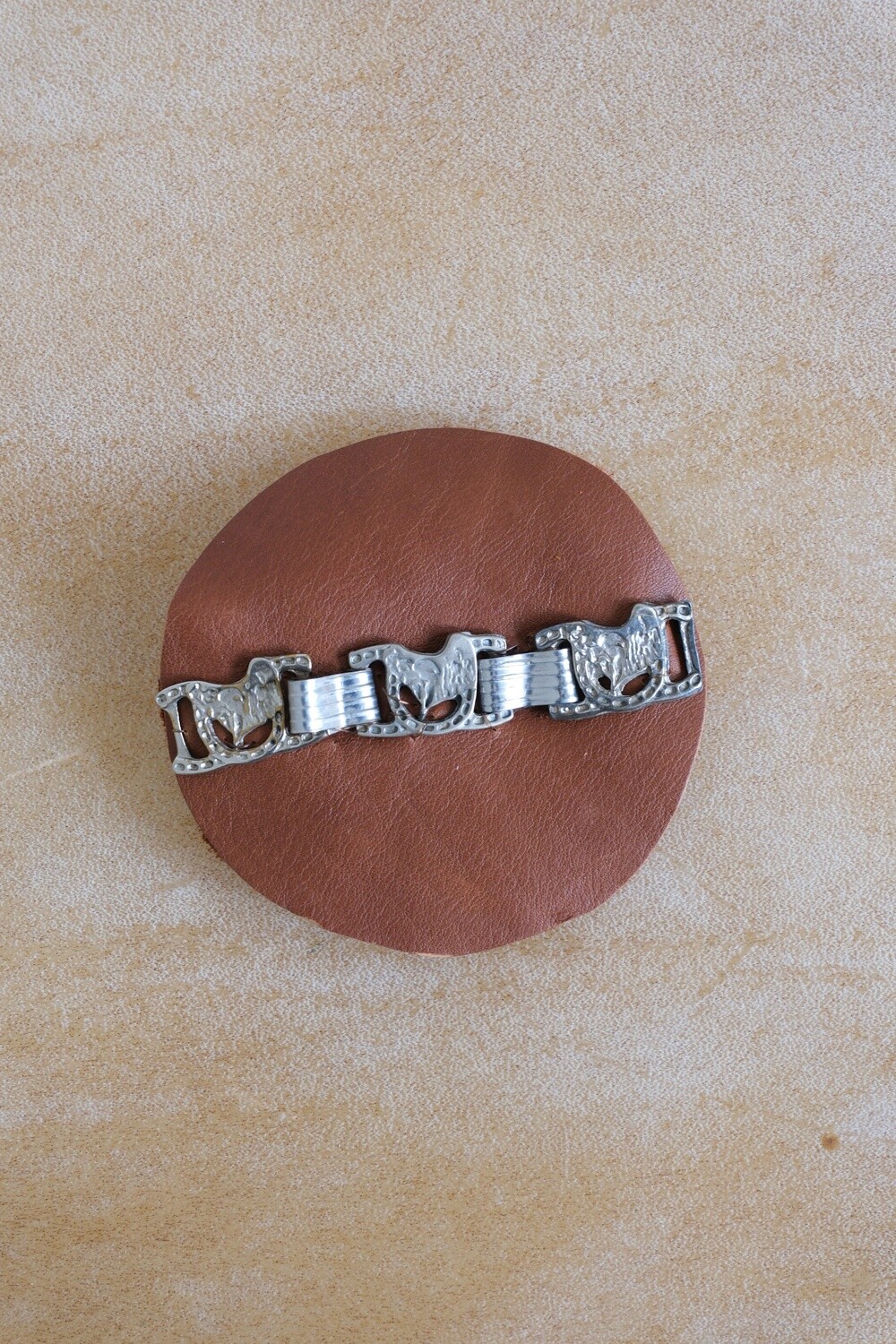 Round Leather Headpiece Camel