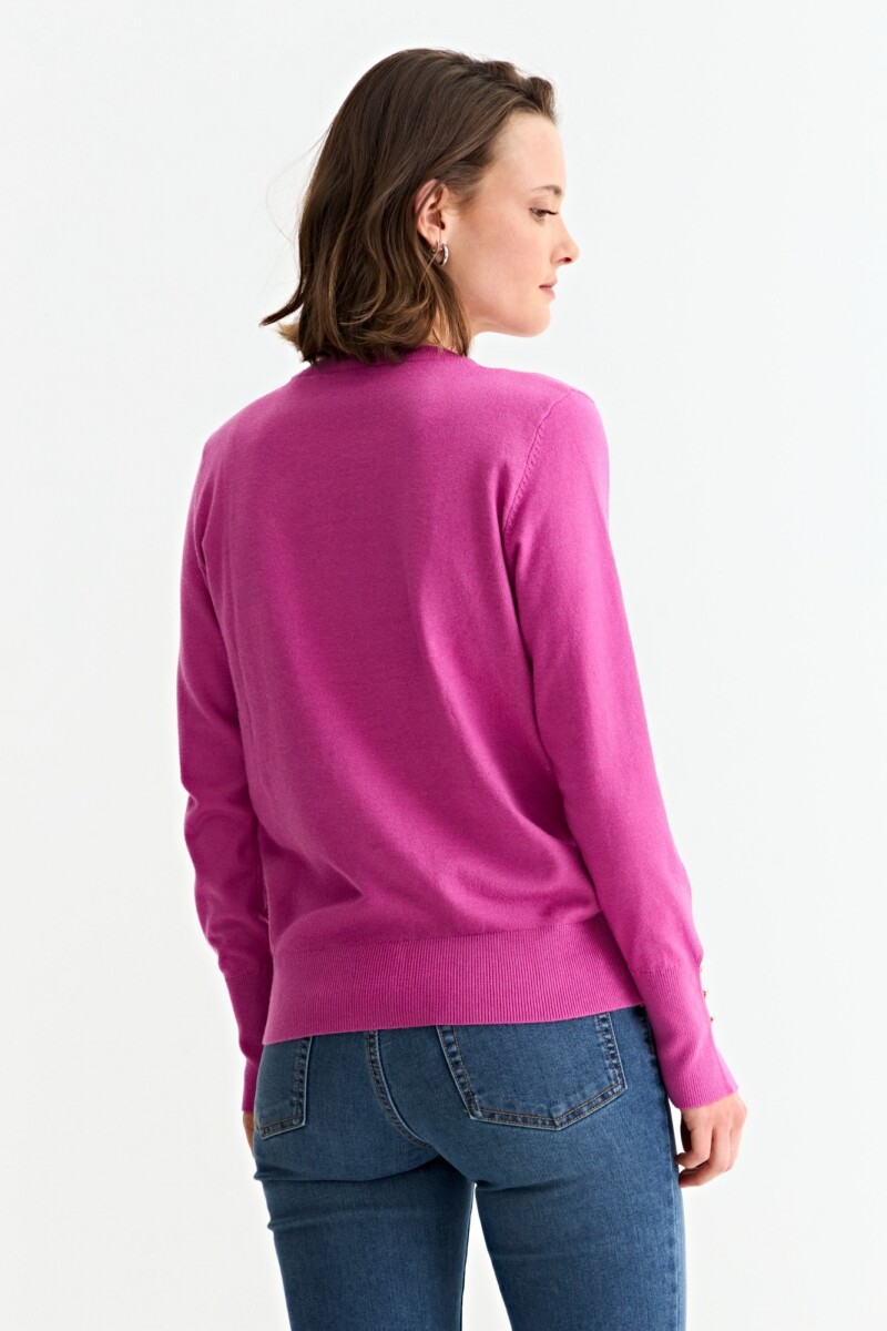 Sweater con detalle en manga ROSADO