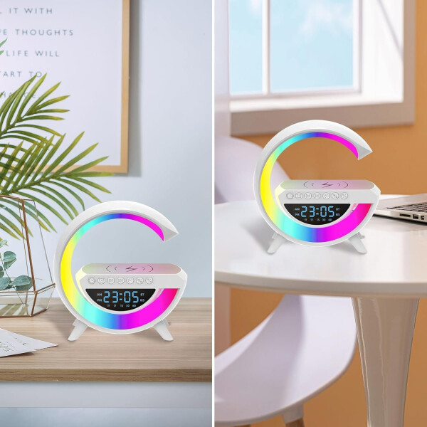 Lampara Veladora Portatil Cargador Parlante Pantalla Reloj Lampara Veladora Portatil Cargador Parlante Pantalla Reloj