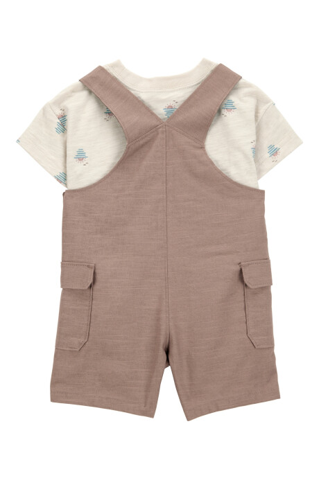 Set dos piezas de algodón, enterito corto y remera, diseño atardecer Sin color