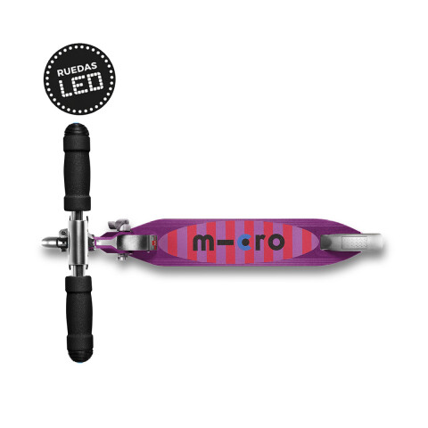 Monopatín Micro Sprite Plegable LED Ajustable con 2 Ruedas PURPURA