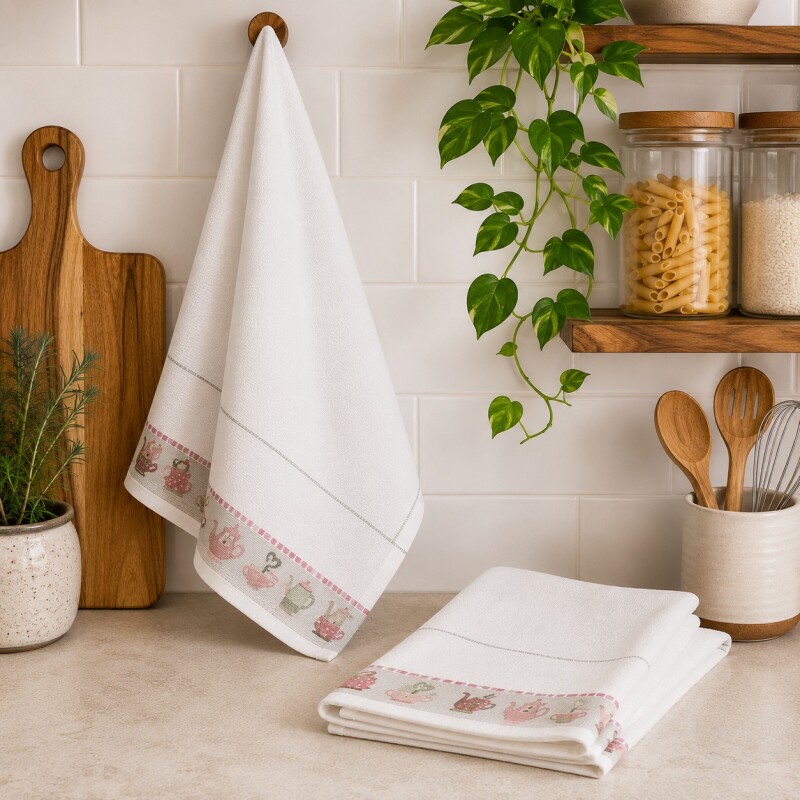 Repasador de Algodón Karsten 46x65cm Tetera Rosa