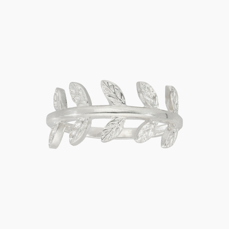 Anillo en Plata 925 y circonias diseño con hojas Anillo En Plata 925 Y Circonias Diseño Con Hojas