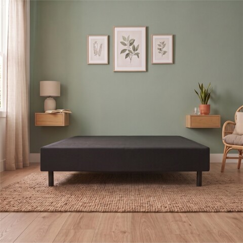 Base Box Sommier Tapizada Negra para Colchón 138x188x35 Simple