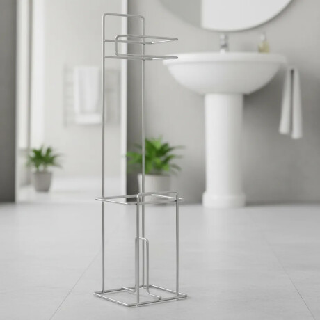 Soporte Papel Higiénico De Pie Acero Plateado