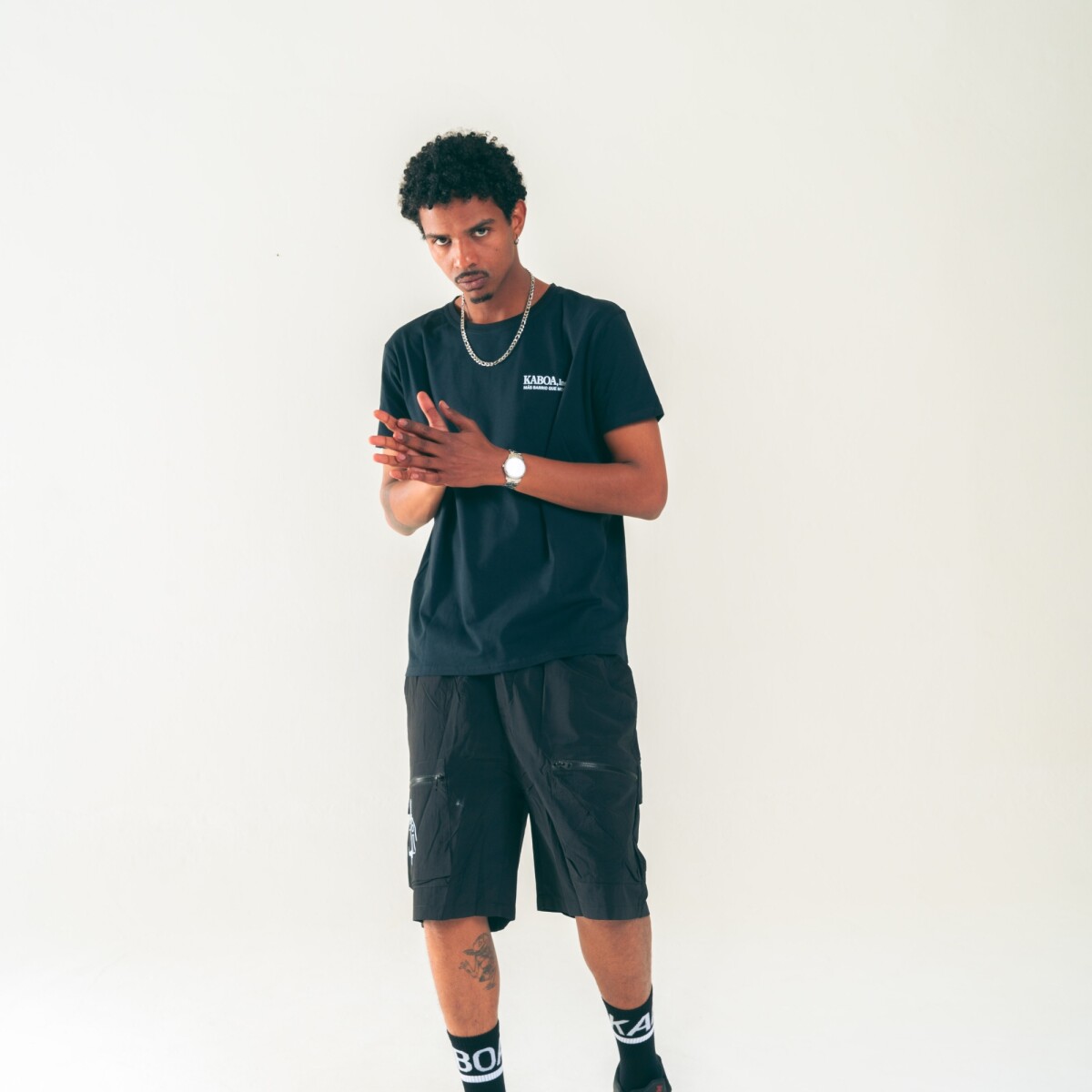 BERMUDA NYLON - logo negro 