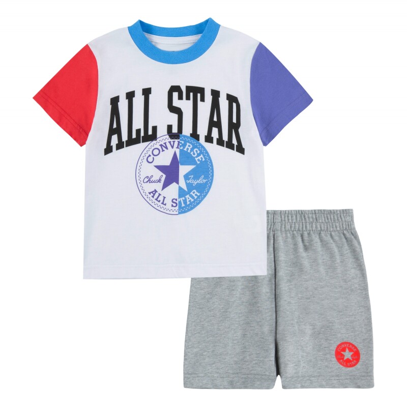 Conjunto Blocked Ss Tee Se de Niño Gris