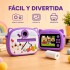 Cámara Infantil Instantánea Gatito con Doble Lente y Selfie Violeta