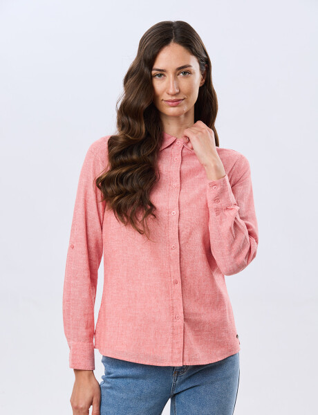 CAMISA LISA DE LINO Ladrillo