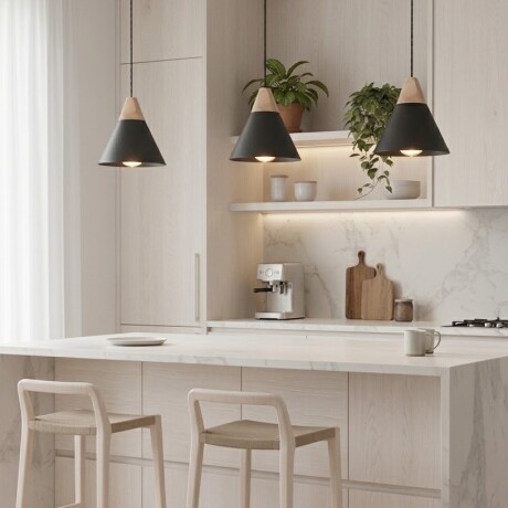 Campana de aluminio y madera cónica estilo nórdico Negra