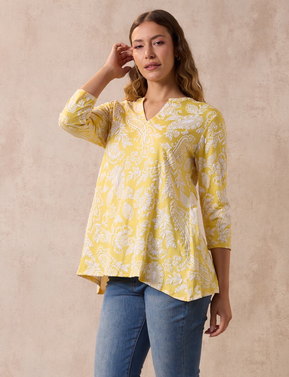 Blusa Relieve Printed - Amarillo/multi 