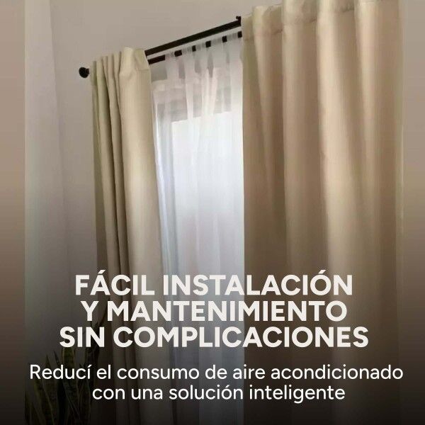 Cortina Blackout 100% Engomada Termica Set 2 Paños Tipo Lino Variante Color Beige