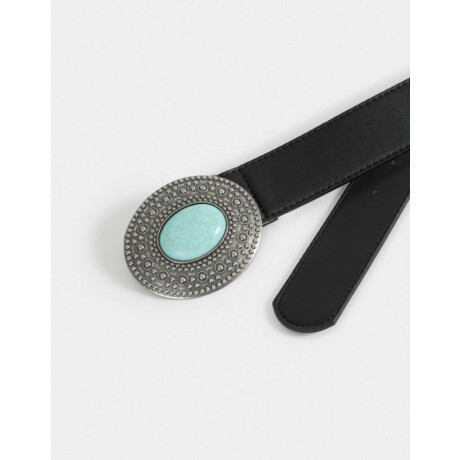 Cinturón Con Hebilla Ovalada Negro