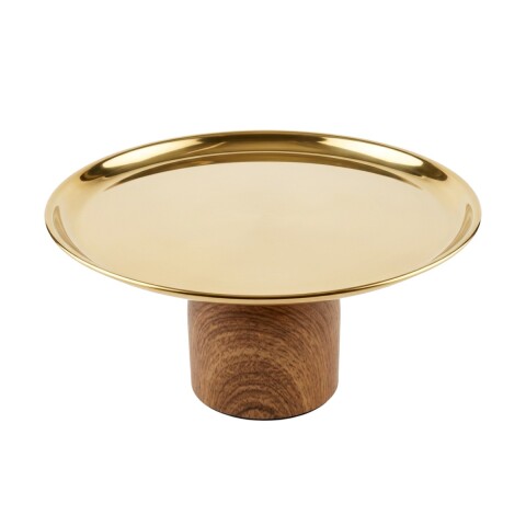 BANDEJA DORADA C/BASE MARRON 25X17CM Unica