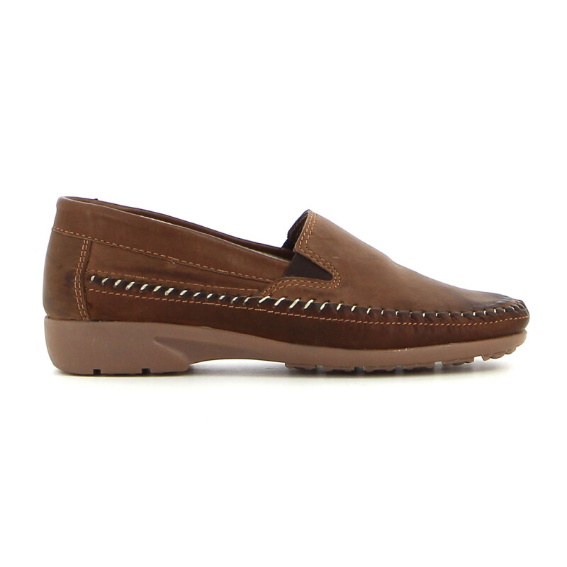 Mocasín Country de Mujer C/elast Nob Esc S/clara Cap Lisa Tabaco
