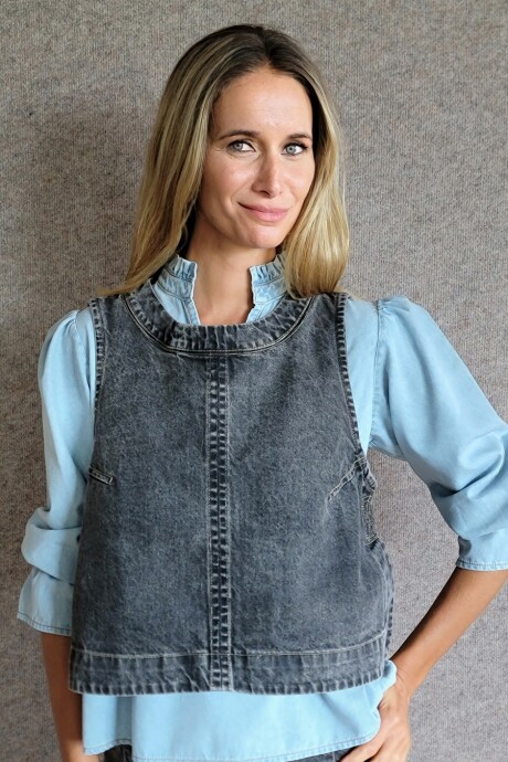Chaleco Cadaqués Denim Negro Picado
