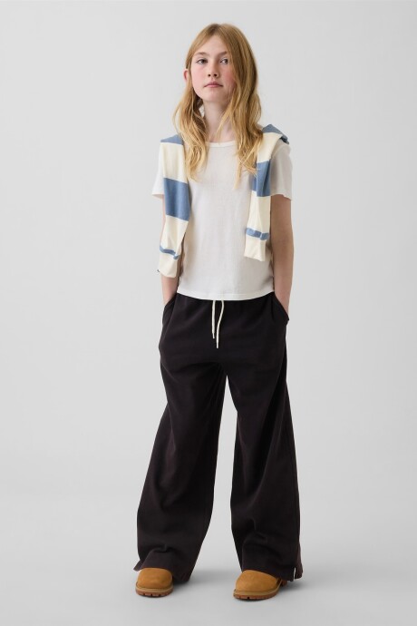 Pantalón Deportivo Wide Leg Niña Washed Black