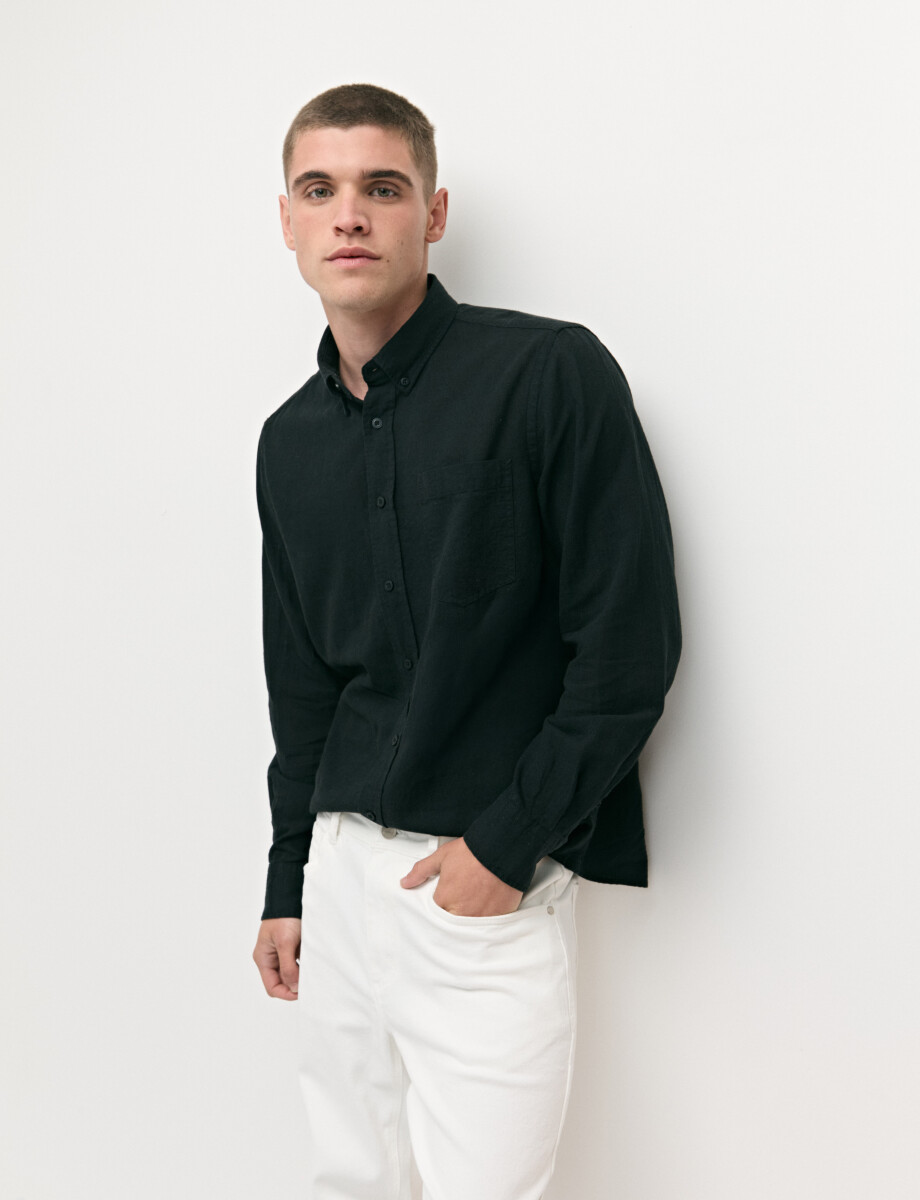 011665 CAMISA DE LINO HARRINGTON LABEL Negro