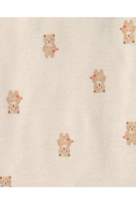 Set tres piezas de algodón, pantalón y bodies, marrón y crema, diseño osos Sin color