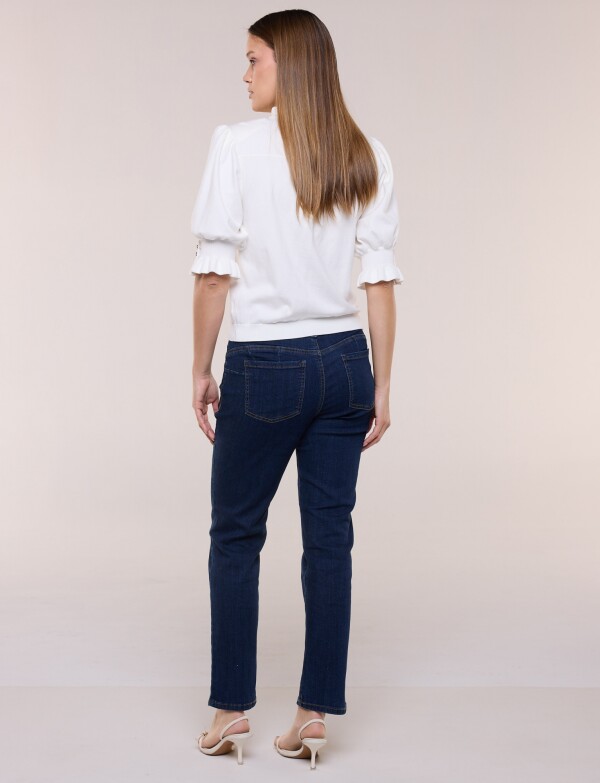 Buzo Cuello Alto Con Volado Y Botones BLANCO