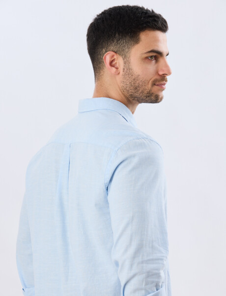 CAMISA LISA DE LINO Celeste