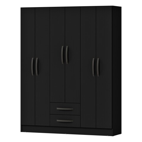 [OUTLET] Ropero Armario 6 puertas 2 cajones con estantes y perchero interior natural 172X136X35 - Negro [RETIRO EN EL LOCAL] [OUTLET] Ropero Armario 6 puertas 2 cajones con estantes y perchero interior natural 172X136X35 - Negro [RETIRO EN EL LOCAL]