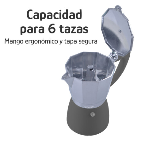 Cafetera Italiana Comet 6 Tazas Aluminio Mango Ergonómico Gris