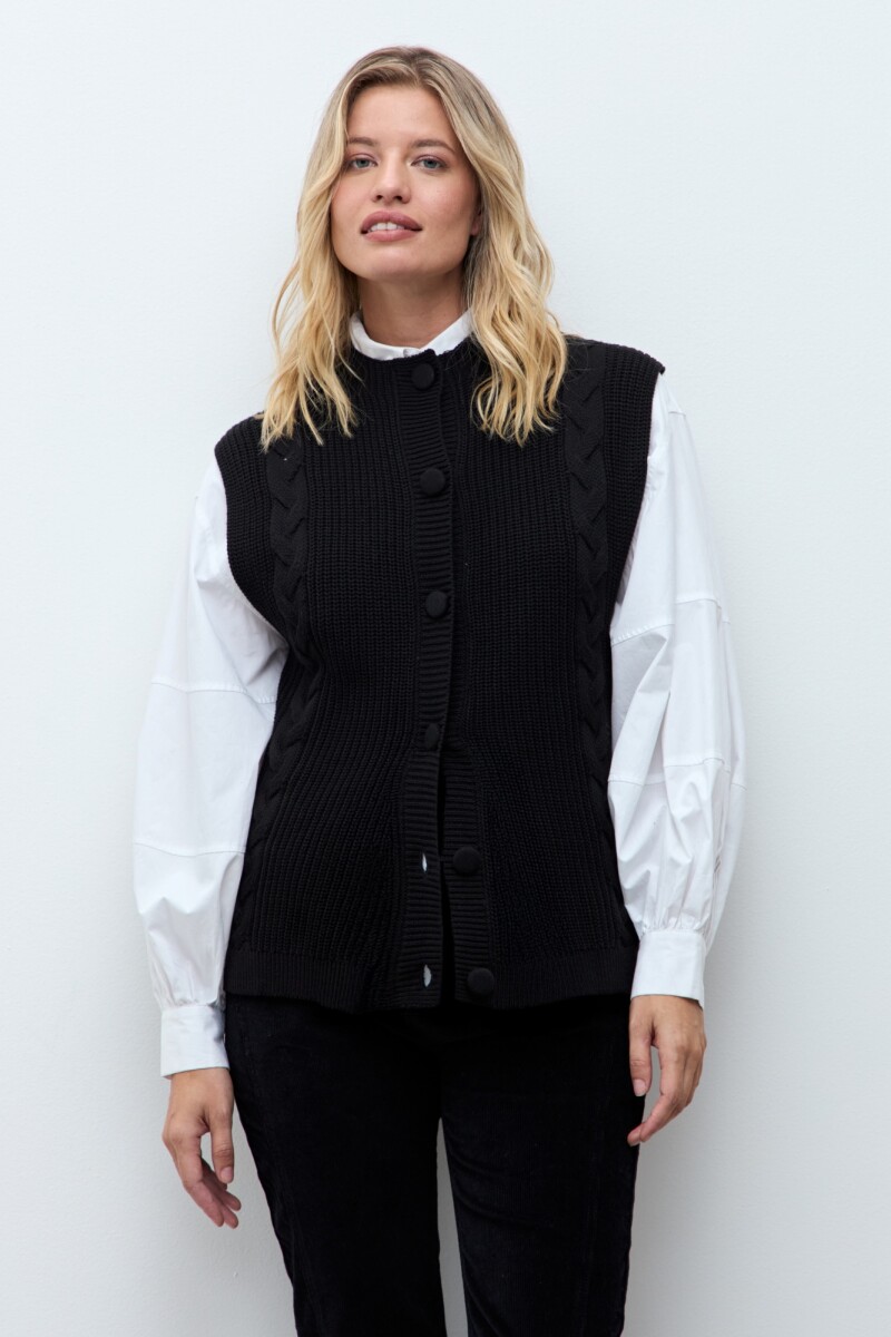 Chaleco tejido abotonado negro