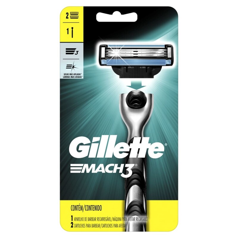 Afeitadora Gillette Mach 3 + 2 repuestos Afeitadora Gillette Mach 3 + 2 repuestos