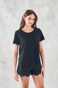 Remera Algodon Peinado Negro