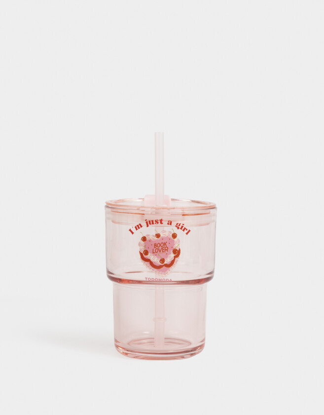 Accesorios Cocina Estampados Vaso De Vidrio "in My Romance Era" - Fucsia Medio