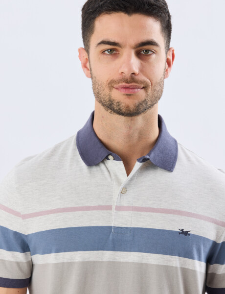 REMERA POLO RAYADA JERSEY Gris