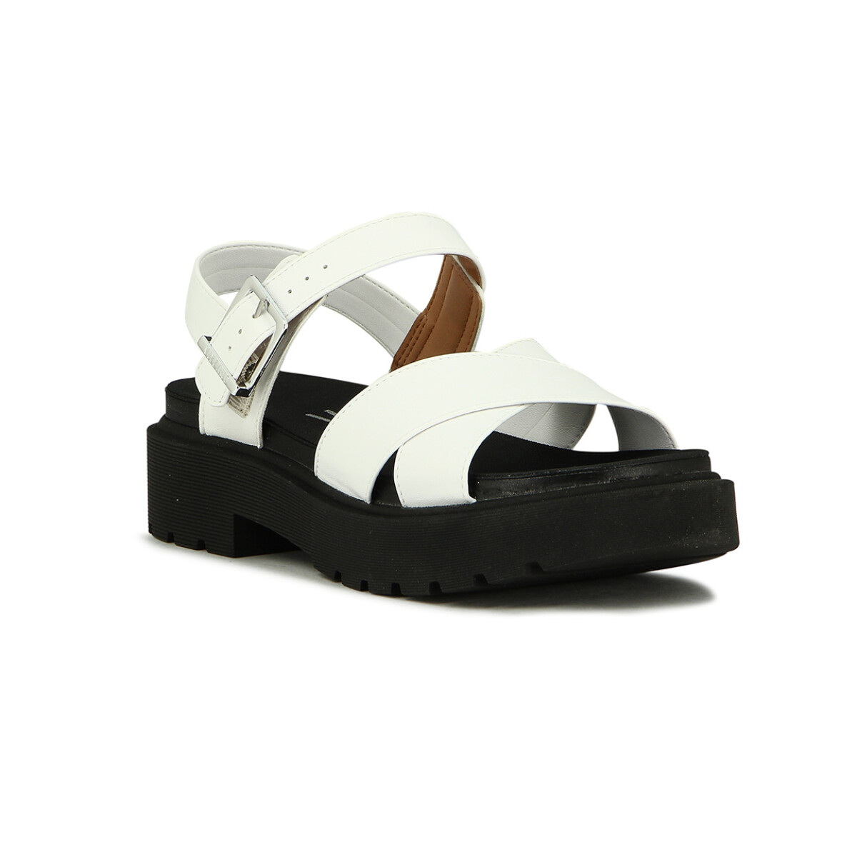 Sandalias Mujer Vizzano Tiras Cruzadas Y Hebilla - Blanco-negro 