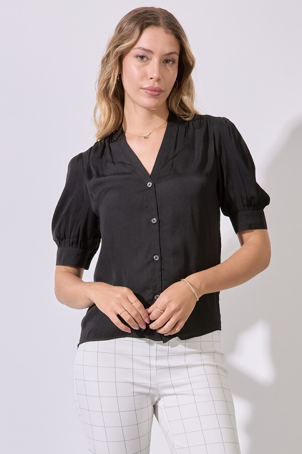 Blusa Saten Botones NEGRO