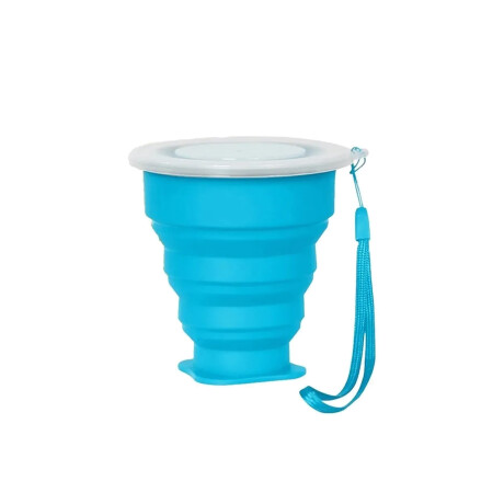 Vaso de silicona plegable con tapa Celeste
